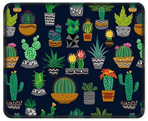ITNRSIIET Tapis de Souris Gaming, avec Bords Cousus,Texturé de Qualité Supérieure, Base en Caoutchouc Antidérapant pour Ordinateur Portable, Ordinateur et PC, 260 × 212 mm,Cactus Mignon
