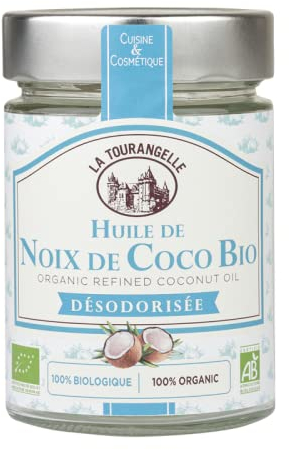 La Tourangelle - Huile de noix de coco désodorisée - 100% Biologique - Huile de coco raffinée - Cuisine et cosmétique - 314ml