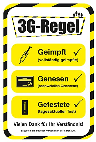 BIKE-label Corona Aufkleber 3G-Regel Zutritt für Geimpft Genesen Getestet 130 x 195 mm 900243VA