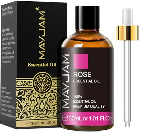 MAYJAM Aceite Esencial de Rosa 30ml, Aceite de Rosa para Difusor, Humidificador, Bricolaje, Hogar, Armarios