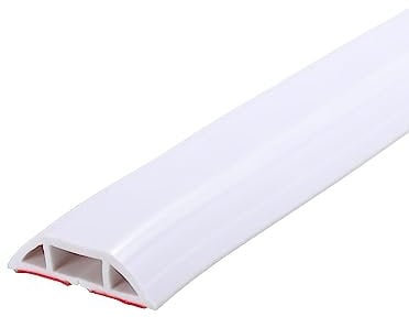 PATIKIL Floor Cord Cover Cable Protector 0.55 W x 0.28 H 6.6ft White Self Adhesive Cable Management for Home Office
