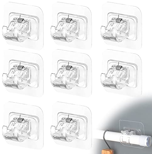 8 Stück Selbstklebende Gardinen Stangen Halterung Gardinenstange Zum Klemmen Gardinenstange Ohne Bohren Vorhangstange Ohne Bohren Kleben Vorhang Haken Halter für Gardinenstange Handtuchstangen