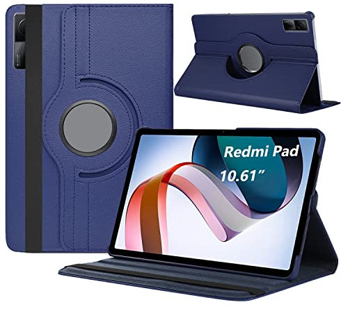 Dlahaby Custodia per Xiaomi Redmi Pad 10.61 pollici 2022,360° girevole con funzione leggio, compatibile con Xiaomi Redmi Pad (10,61 pollici), blu scuro