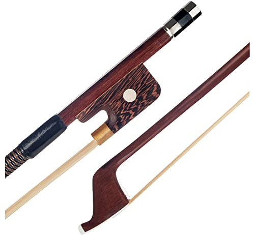 Students Violin Bow Kontrabassbåge 1/8 1/4 1/2 3/4 4/4 Storlek Brazilwood Bow Round Stick White HorseHair Bow (Color : 1 8 Size)