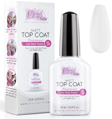 Top Coat Matt Uv Nagellack und Universal Gel Uv/Led 10 ml - Ohne schwitzschicht (No Wipe) Hema Free Versiegelt und Mattiert Jeden Gel-Nagel (Top Coat UV-LED Matt)
