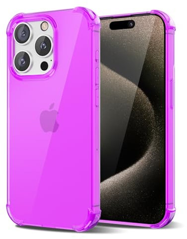 Svanove Custodia Transparente in Silicone TPU Morbido per iPhone 15 Pro Max, con Protezione Antichoc e per la Camera, Lilla Fluo
