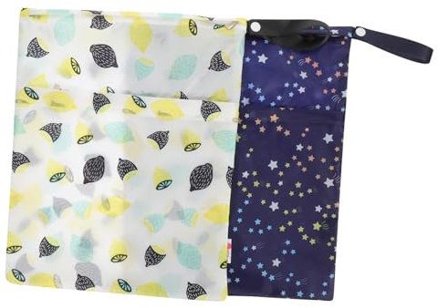 ibasenice 2piezas Bolsas De Almacenamiento Impermeables para Organizador De Portátil y Reutilizable para Cochecito y Viajes Uso Seco y Húmedo Limon y Estrellas
