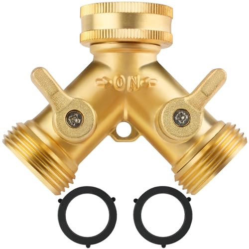 flintronic Splitter in Ottone 2 Vie, Y Sdoppiatore 3/4 Rubinetto Tubo Giardino Parti, Adattatore per Rubinetto, Accessori per l'irrigazione Il Lavaggio Auto Sdoppiatore Connettore