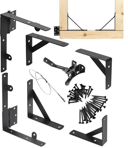 1 Set Fence Gate Kit Gate Hardware with Gate Latch, Gate Corner Brace Bracket Heavy Duty Anti Sag Gate Frame Hardware Kit with Gate Hinges for Wooden Fences, Driveway Gates, Shed Doors, Corral Gates