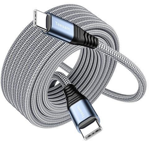 Teeaam Extra Long USB C to USB C Cable 7M,USB C Charger Cable Nylon 60W Type C Fast Charging Cable for iPhone 15/Pro/15 Pro Max,MacBook Pro Air,iPad Pro/Air,Samsung Galaxy S24 S23 S22 S21,Switch.