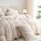 Tospass Peluche Housse de Couette 140x200 Tuftée Beige Shaggy Furry Hiver Parure de lit Flanelle Fuzzy Chaude Linge de Lit 1 Personne Ado avec Fermeture Éclair et 1 Taie d'oreiller 65x65cm