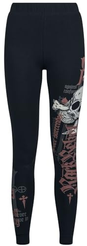 Rock Rebel by EMP Damen Schwarze Leggings mit Totenkopf-Print und Schriftzug