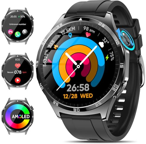 2025 Smartwatch Uomo con ECG/HRV/Lipidi/Acido Urico/BMI/Sonno,1.43AMOLED πliπππ¦π’π Salute Orologio Fitness,24h Pressione Sanguigna/Temperatura Corporea/Cardiofrequenzimetro,per Android iOS
