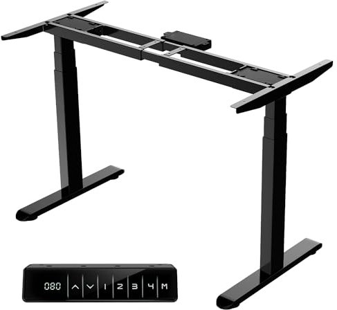 AIMEZO Höhenverstellbarer Schreibtisch Gestell 2 Motoren, 3 Fach Elektrisch Tischgestell Höhenverstellbar von 64cm bis 129cm, Kollisionssystem, Memory Steuerung (Schwarz)
