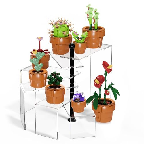 NIUBEE Acrylic Risers Display Stands, 6 Tier Rotating Clear Display Risers for Miniature, Mini Funko Pop, Amiibo, Figures,Jewelry, Perfume, Dessert