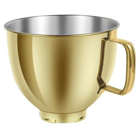Neaxoyra 5 QT Rührschüssel Aus Edelstahl, Kompatibel Mit KitchenAid Cassic 4.5QT Und Artisan 5QT Series Mixern Mit Kippbarem Kopf(Golden)