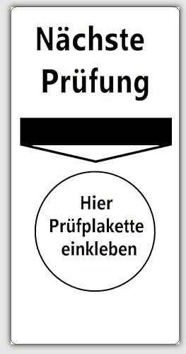 Grundplakette, Prüfetiketten, Nächste Prüfung Prüfplaketten, 68x34mm, PE-Folie weiß, selbstklebend, Grundetikett Prüfplaketten (100 Etiketten/Rolle)