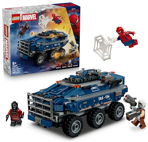 LEGO | Marvel Spider-Man: Inseguimento del Trasportatore di Detenuti - Giocattolo da Supereroi con Macchina Blindata e 4 Minifigure tra cui Lapide e Tarantula - Regalo per Bambini da 8 Anni - 76349