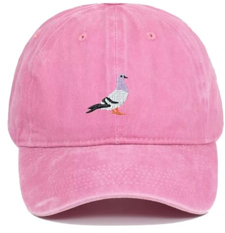 MONYRA Generisch Vintage Baseball Cap mit Tauben-Stickerei, Verstellbar 56-58cm, Pink