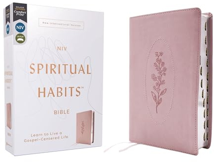 NIV, Spiritual Habits Bible, Leathersoft, Pink, Red Letter, Thumb Indexed, Comfort Print: Learn to Live a Gospel-Centered Life