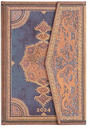 Paperblanks 12-Monatskalender 2024 Safawidisch Indigo | Horizontal | Mini (100 × 140 mm)