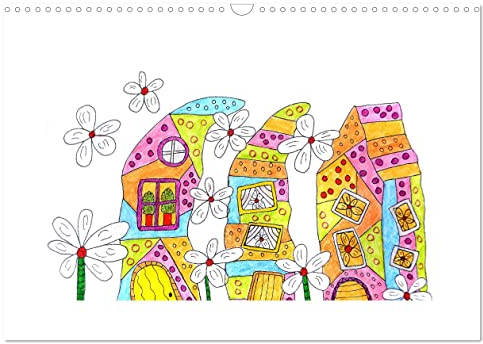 Wohnen mit Charme (Wandkalender 2024 DIN A3 quer), CALVENDO Monatskalender: Bunte Architektur, naive Malerei (CALVENDO Orte)
