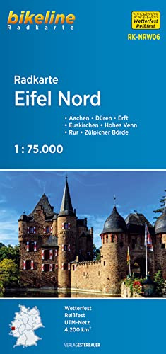 Radkarte Eifel Nord (RK-NRW06): Aachen – Düren – Erft – Euskirchen – Hohes Venn – Rur – Zülpicher Börde, 1:75.000 (Bikeline Radkarte)