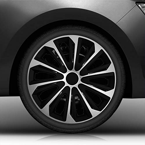 14 14 Zoll Radkappen/Radzierblenden Nr.006 (Farbe Schwarz-Silber), passend für Fast alle Fahrzeugtypen (universal)