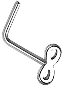 beyoutifulthings Nasen-Piercing UNENDLICHKEITS-Schleife Nasen-Ring Nasen-Stecker L-Form Chirurgenstahl Silber Stab 0,8/6mm