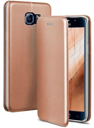 ONEFLOW Business Case für Samsung Galaxy S6 Handyhülle klappbar mit Standfunktion, Klapphülle Flipcase Cover Dünn, PU Leder Hülle mit Kartenfach, 360 Grad Schutzhülle, Rosegold