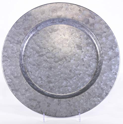 Circleware 92979 Entertainment Silver Charger Dinner Set of 4 Dinnerware Hard Plain Plastic Plates, Classic Round All Occasion Dishes, Limited Edition Home & Kitchen Food Service Decor