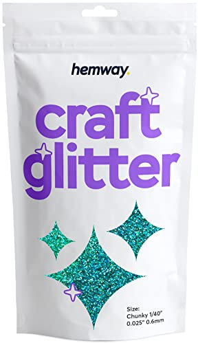 Hemway Craft Glitter - Turquoise Blue Holographic | Chunky Metallic Sequin Flakes for Resin & Epoxy Crafts | Supplies for Tumblers, Cards, Jewellery, Candle, Hair, Face, Body & Nail Art | 100 g
