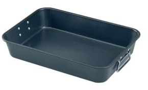 BAUMALU, Plat à four rectangulaire, en acier carbone robuste, avec revêtement antiadhésif, chauffe rapide et homogène, facile à nettoyer, idéal pour repas familiaux, 40 x 28 cm, noir