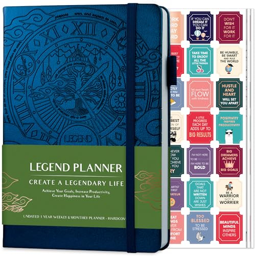 Legend Planer - Deluxe Wochen-& Monats-Lebensplaner, um Ihre Ziele zu erreichen & glücklicher zu leben. Organizer-Notizbuch & Produktivitäts-Journal. A5 Hardcover, undatiert-Mystisches Blau (Englisch)