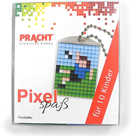 Pixel P90058-15501 Spaß Bastelset Fußball, mit 10 Medaillons zum Pixeln, einfaches Stecksystem ohne Bügeln und Kleben, für Kindergeburtstag, Bastelnachmittag, Schulen und Kitas