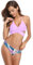 SHEKINI - Bikini de dos piezas para mujer, traje de baño cruzado, ropa de playa, se sujeta al cuello, parte superior de triángulos que se anudan violeta claro S