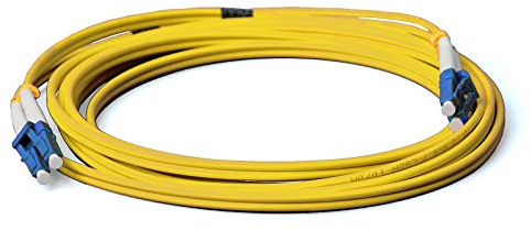 CONBIC Cable de fibra óptica, 5 m, OS2 amarillo, LC a LC macho, dúplex 9/125, cable de fibra óptica, 5 metros