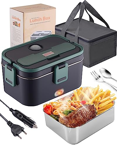 Gamelle Chauffante 60W, 1,8L ,Lunch Box 12/24/220V Pour Voiture Camion Bureau Travail Boite Repas Chauffante Et Sac De Transport De Haute Qualité(Vert)