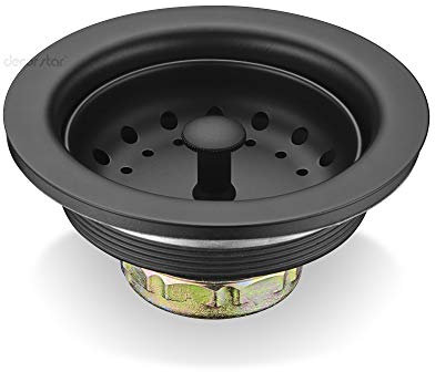 Decor Star KD-001-M 3 1/2 Drop-In Kitchen/Bar Sink Basket Strainer, Matte Black