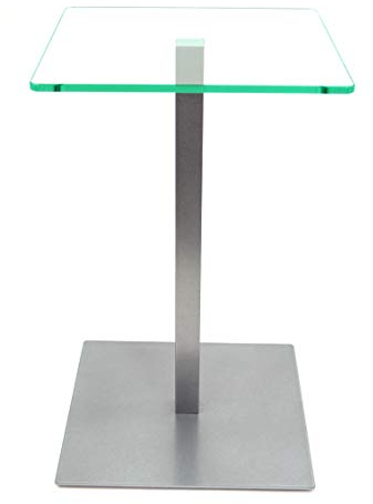 freeroom24 Designer Beistelltisch Glas Silber 30x30x60cm - Wohnzimmertisch modern - stabiler Couchtisch - praktischer Coffee Table eckig - kleiner Kaffeetisch - Glastisch - Sofatisch - Made in Germany