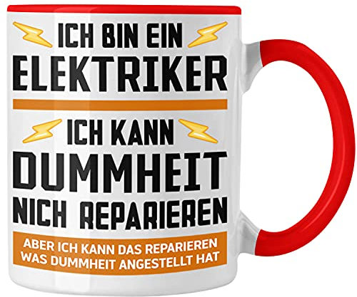 Trendation - Elektriker Geschenke für Männer Tasse Geschenk Elektriker Elektroniker Geschenkidee (Rot)