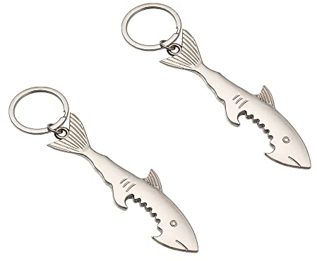 BDHI 2pcs Shark Bottle Opener Metal Bottle Opener Keyring Personalised Bottle Opener Personalised Gifts for Men Women(Y94-2)