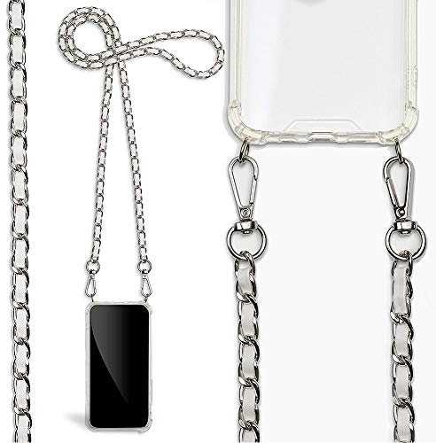 Wishcover Chaîne Téléphone pour Oppo Find X3 Lite,Coque avec chaîne métallique-Housse Antichoc Transparente pour Smartphone，Étui pour téléphone Portable avec lanière à Porter Étui en Silicone