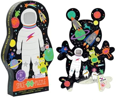 Floss & Rock Space Alien Shaped Jigsaw Puzzle with Shaped Box, 20 Piece, 16.5 Inch