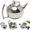 Teekanne Edelstahl mit Siebeinsatz, 2L Wasserkocher Kaffeekanne mit Deckel und Tragegriff, Aufheizbar Teebereiter für alle Duftender Tee und Infusionstee (2L)
