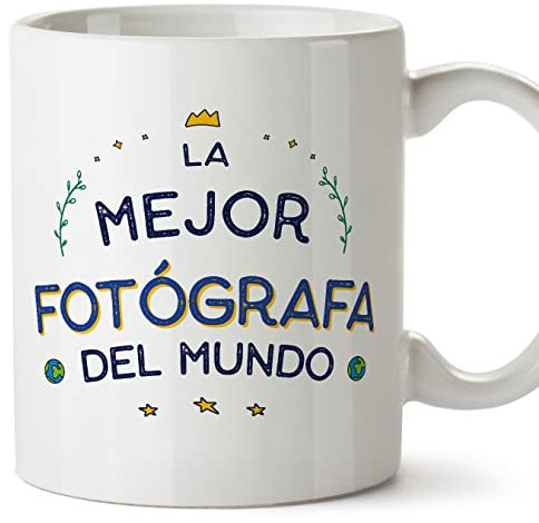 MUGFFINS Tazas para FOTÓGRAFA mujer - En Español - Mejor del Mundo - 11 oz / 330 ml - Regalo original y divertido