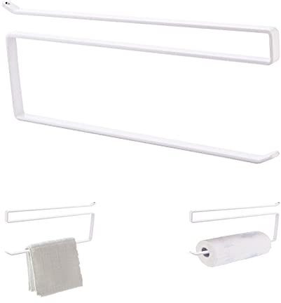 Bontiady Küchenrollenhalter Ohne Bohren, Stabiler Schwarzer Küchenrollenhalterschrank, Papier Handtuch Rollenhalter, Platzsparend, für Küche Badezimmer Aufbewahrung Organisation. (Weiß)