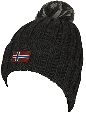 Napapijri Mütze mit Revers und Bommel Artikel NCNCNP0A4FRZ SEMIURY W 2 Made in Italy, 197 Dark Grey Melange, Einheitsgröße