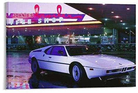 Klassisches Sportauto-Poster für BMW M1 Retro Outrun Supercar Racing Car Poster Dekorative Malerei Leinwand Wandposter und Kunstbild Druck Moderne Familie Schlafzimmer Dekor Poster 08x12inch (20x30cm)