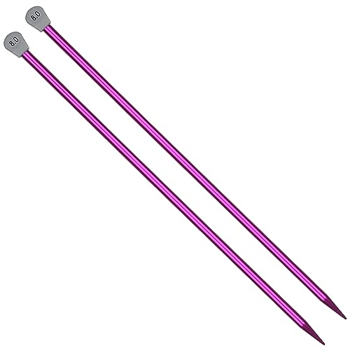 Coopay Stricknadeln aus Aluminium, 8,0 mm Gerade Stricknadeln 35cm Lange Stricknadeln für Anfänger, Professionelle Stricker, Metall Stricknadel für Pullover, Decken, Große Projekte, Stricknadeln 8mm